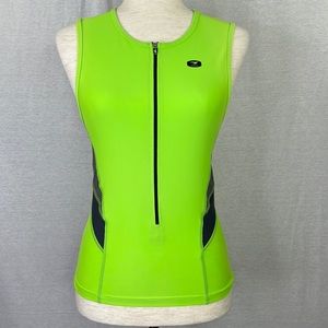 SUGOI Woman’s Bright Green Sleeveless Zip cycling Top Sz S/P